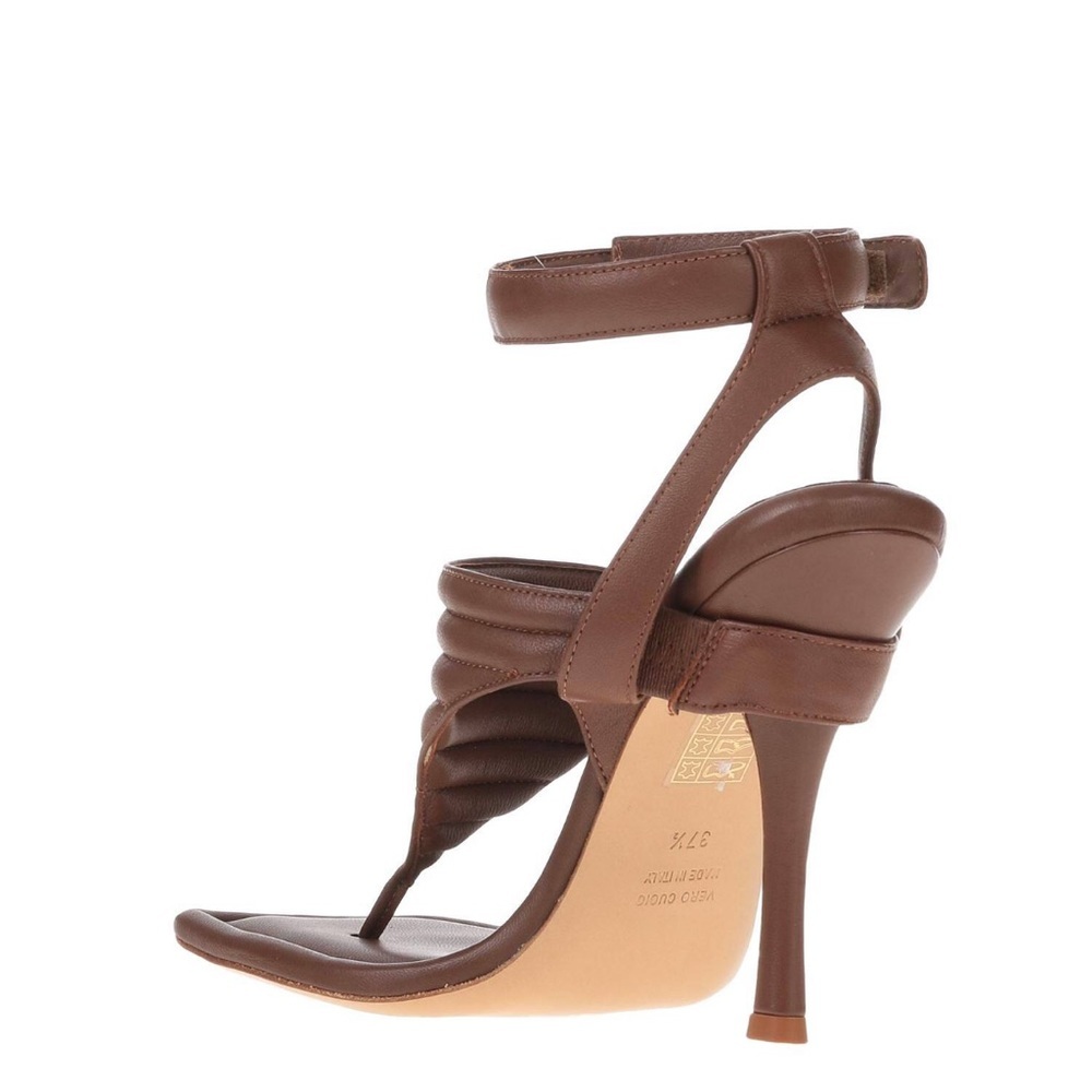 NWT Gia Borghini Women Coffee Brown Gia 8 Puffer Leather Sandals Heels 37 - Picture 3 of 15